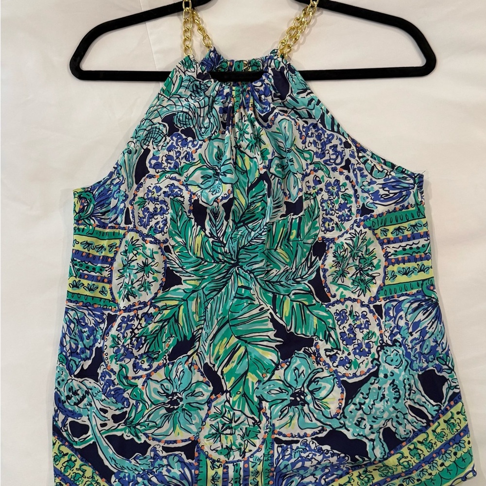 Lilly Pulitzer Tropical Print Halter Top - Blue and Green